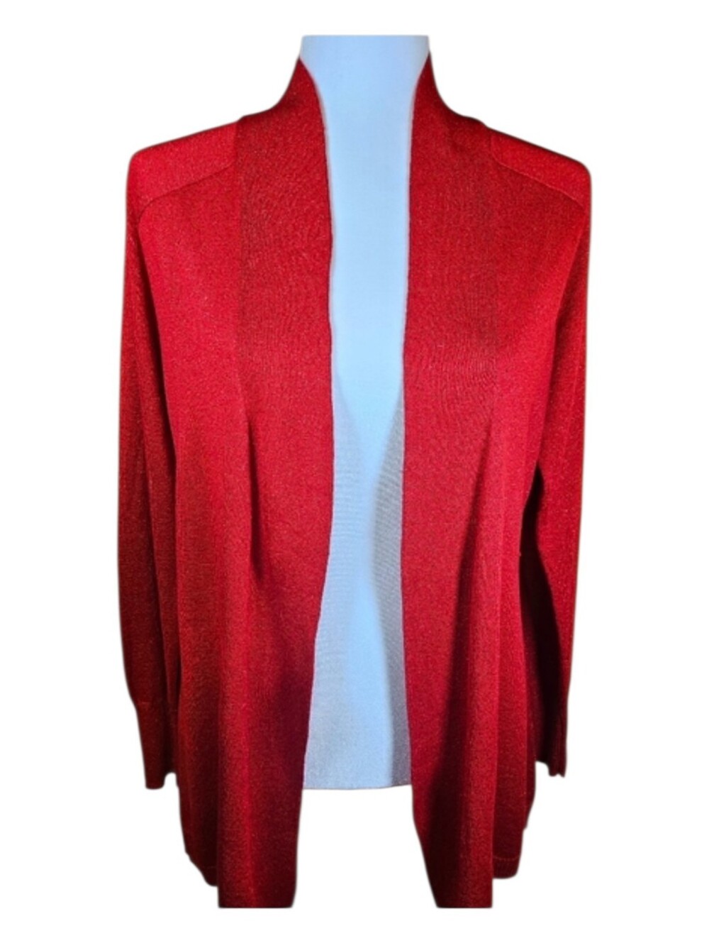 Apt. 9 Tango Red Shimmery Open Front Cardigan M EXCELLENT